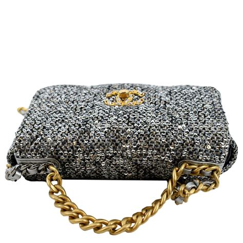 silver sequin chanel bag|Chanel clutch bag.